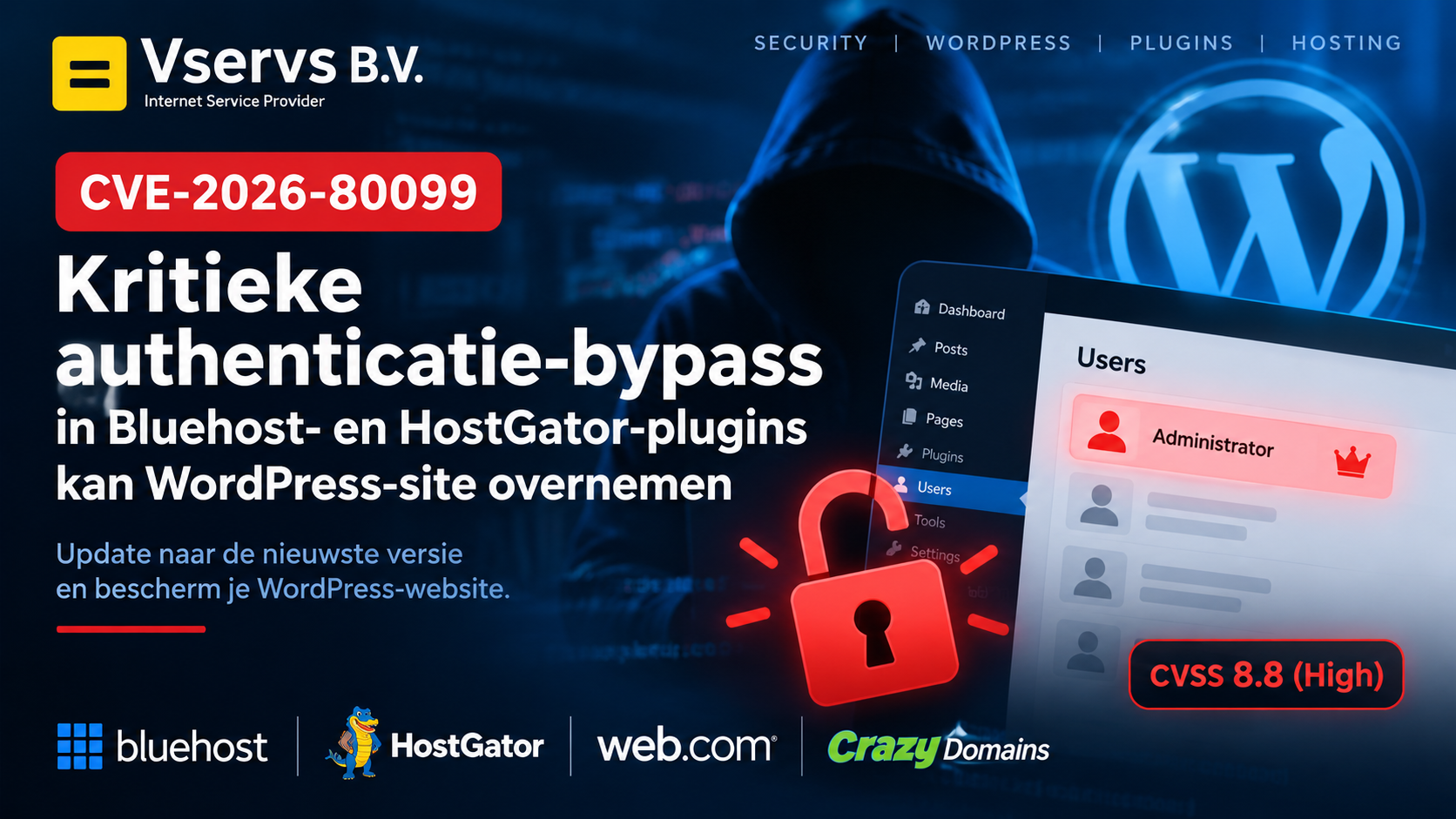 Kritieke authenticatie-bypass CVE-2026-80099 in Bluehost- en HostGator-plugins kan leiden tot overname van WordPress-sites
