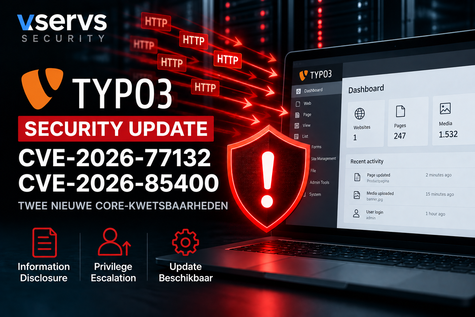 TYPO3 security update CVE-2026-77132 en CVE-2026-85400