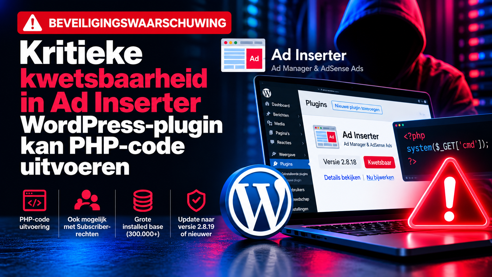Kritieke Ad Inserter kwetsbaarheid CVE-2026-81655 in WordPress-plugin kan PHP-code uitvoeren