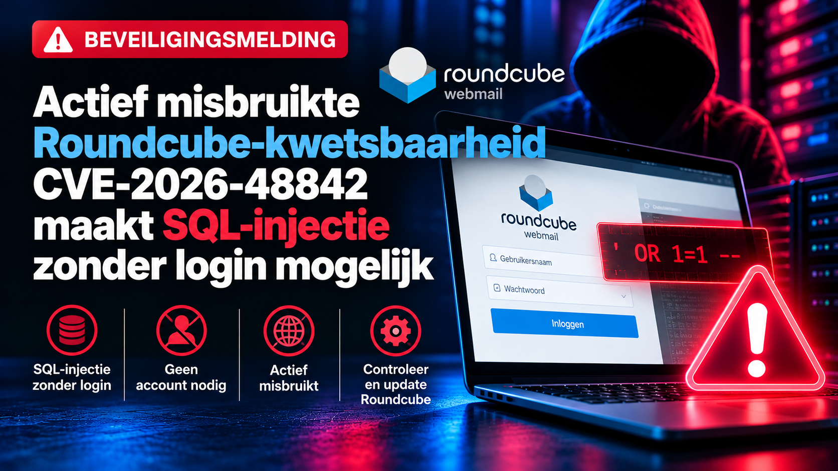 Actief misbruikte Roundcube-kwetsbaarheid CVE-2026-48842 maakt SQL-injectie zonder login mogelijk