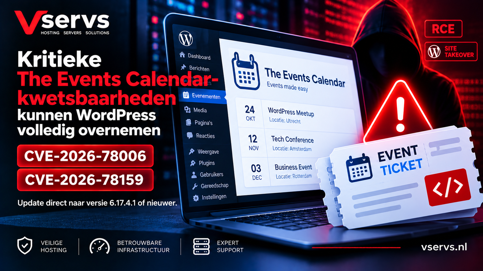 Kritieke The Events Calendar-kwetsbaarheden CVE-2026-78006 en CVE-2026-78159 kunnen WordPress volledig overnemen