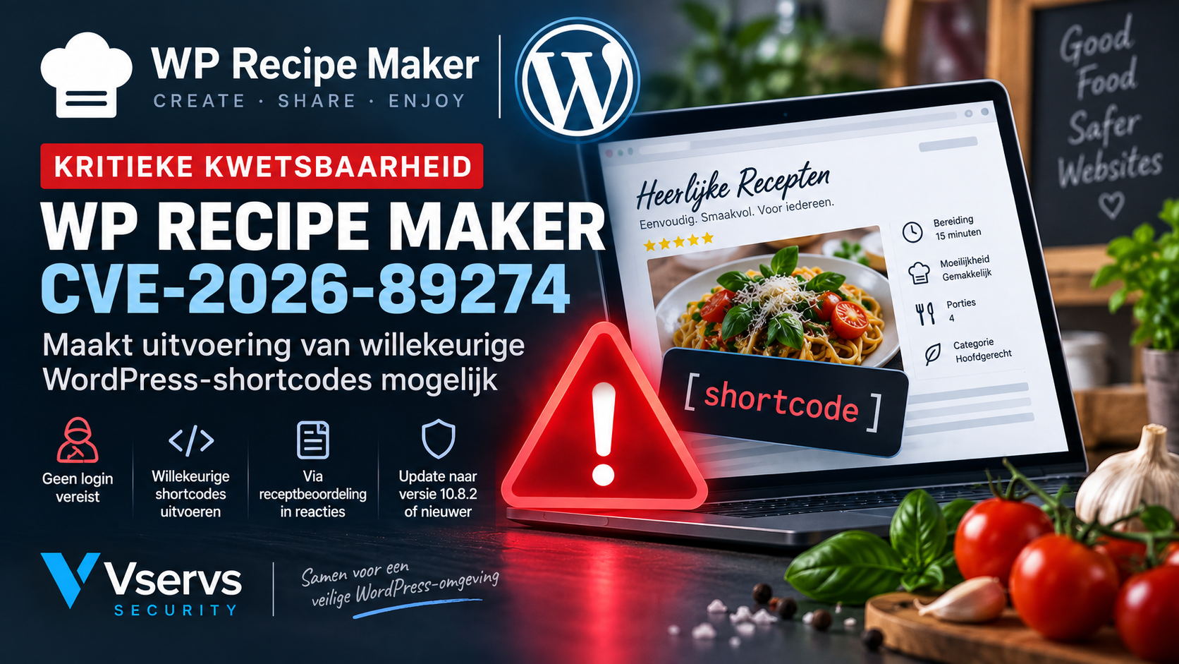 Kritieke WP Recipe Maker-kwetsbaarheid CVE-2026-89274 maakt uitvoering van willekeurige WordPress-shortcodes mogelijk
