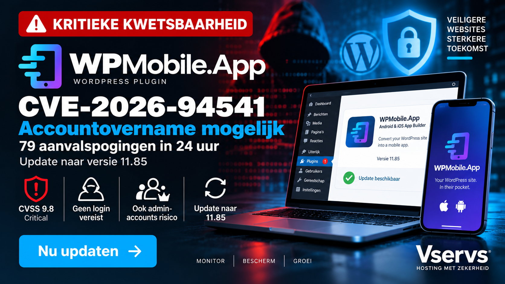ritieke WPMobile.App kwetsbaarheid CVE-2026-94541 kan leiden tot overname van WordPress administratoraccounts